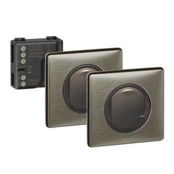   Legrand Netatmo 067627 Celiane előre párosított váltókapcsolós szett 1 db okos egypólusú mikromodulból és 2 db szimpla távvezérlő kapcsolóból álló készlet, két helyről történő világítás kapcsolásra alkalmas grafitszürke