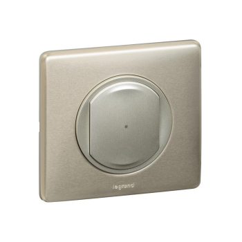   Legrand Netatmo 067798 Celiane okos egypólusú kapcsoló / fényerőszabályzó (végrehajtó), süllyesztett, díszítőkerettel szállítva, titánium színű, fázis/nulla megtáplálású egy kapcsolt fázis elmenővel, impulzus bemenettel, gatewayhez csatlakoztatható