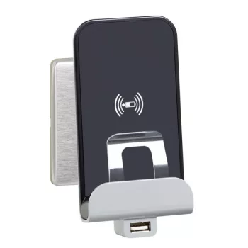   Legrand 068118 Céliane indukciós töltő + USB töltőaljzat, dupla USB töltőaljzattal használandó, indukciós töltőáram: 1 A, USB töltőáram: 2,4 A ( Legrand 068118 )