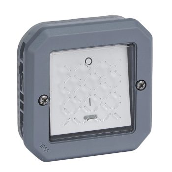   Legrand Plexo 55 069528L vízmentes IP55 kétpólusú kapcsoló (102), szürke burkolattal, ellenőrzőfénnyel, ( szerelhető kivitel ), 16A 250V, Legrand 069528L