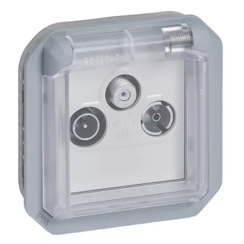 Legrand Plexo 55 069558L TV-R-SAT aljzat, IP55, szürke