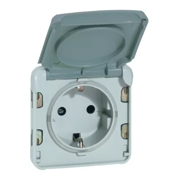   Legrand 069570 Plexo 55 2P+F aljzat csapófedéllel, rugós, szürke ( Legrand 069570 )