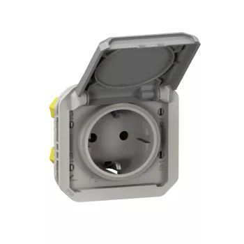 Legrand Plexo 55 069570L csatlakozóaljzat csapófedéllel, 16 A, IP55, szürke