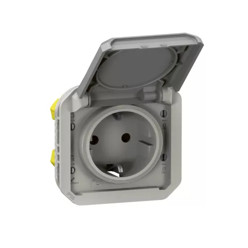 Legrand Plexo 55 069570L csatlakozóaljzat csapófedéllel, 16 A, IP55, szürke