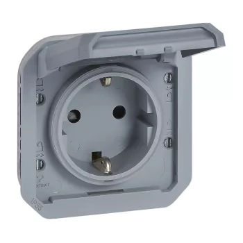 Legrand Plexo 55 069571L csatlakozóaljzat csapófedéllel, 16 A, IP55, szürke
