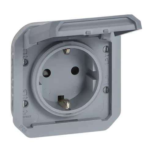 Legrand Plexo 55 069571L csatlakozóaljzat csapófedéllel, 16 A, IP55, szürke