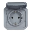 Legrand Plexo 55 069571L vízmentes IP55 csatlakozóaljzat (dugalj) 2P+F csapófedéllel, szürke burkolattal, csavaros vezetékbekötéssel, csapófedéllel, ( szerelhető kivitel ), 16A 250V, Legrand 069571L