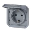 Legrand Plexo 55 069571L vízmentes IP55 csatlakozóaljzat (dugalj) 2P+F csapófedéllel, szürke burkolattal, csavaros vezetékbekötéssel, csapófedéllel, ( szerelhető kivitel ), 16A 250V, Legrand 069571L