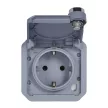 Legrand Plexo 55 069574L 2P+F csatlakozóaljzat csapófedéllel ( kulcsos ), 16 A, IP55, szürke