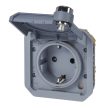 Legrand Plexo 55 069574L vízmentes IP55 csatlakozóaljzat (dugalj) 2P+F csapófedéllel (kulcsos), szürke burkolattal, csapófedéllel, ( szerelhető kivitel ), 16A 250V, Legrand 069574L