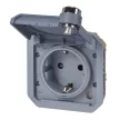 Legrand Plexo 55 069574L 2P+F csatlakozóaljzat csapófedéllel ( kulcsos ), 16 A, IP55, szürke