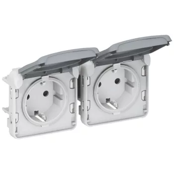   Legrand 069576 Plexo 55 2x2P+F aljzat csapófedéllel, vízszintes, előrevezetékezett, szürke ( Legrand 069576 )