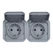 Legrand Plexo 55 069576L kettős dugalj csapófedéllel, 16 A, IP55, szürke