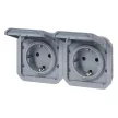 Legrand Plexo 55 069576L kettős dugalj csapófedéllel, 16 A, IP55, szürke