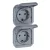 Legrand Plexo 55 069577L kettős dugalj csapófedéllel, 16 A, IP55, szürke