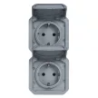 Legrand Plexo 55 069577L kettős dugalj csapófedéllel, 16 A, IP55, szürke