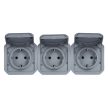 Legrand Plexo 55 069578L vízmentes IP55 csatlakozóaljzat (dugalj) 3X2P+F csapófedéllel, vízszintes, szürke burkolattal, csapófedéllel, ( szerelhető kivitel ), 16A 250V, Legrand 069578L