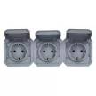 Legrand Plexo 55 069578L hármas dugalj csapófedéllel, 16 A, IP55, szürke
