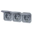 Legrand Plexo 55 069578L vízmentes IP55 csatlakozóaljzat (dugalj) 3X2P+F csapófedéllel, vízszintes, szürke burkolattal, csapófedéllel, ( szerelhető kivitel ), 16A 250V, Legrand 069578L