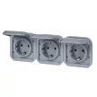 Legrand Plexo 55 069578L hármas dugalj csapófedéllel, 16 A, IP55, szürke