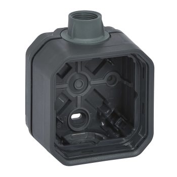   Legrand Plexo 55 069628L vízmentes IP55 falon kívüli 1-es doboz, ISO20 tömszelencével, antracit színben, Legrand 069628L