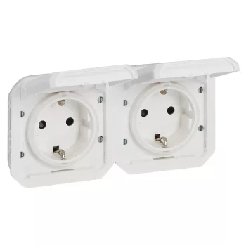 Legrand Plexo 55 069675L kettős dugalj csapófedéllel, 16 A, IP55, fehér