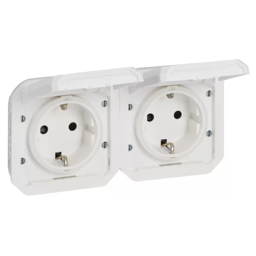 Legrand Plexo 55 069675L kettős dugalj csapófedéllel, 16 A, IP55, fehér