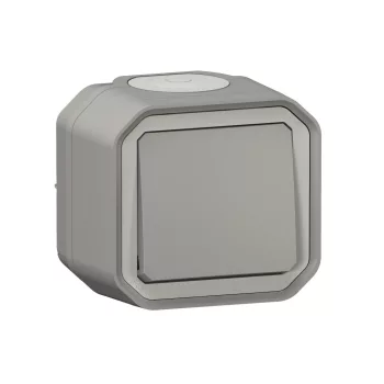   Legrand Plexo 55 069711L vízmentes IP55 váltókapcsoló (106), szürke burkolattal, kerettel, falon kívüli ( összeszerelt ), 10A 250V, Legrand 069711L