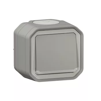   Legrand Plexo 55 069712L vízmentes IP55 váltókapcsoló (106), szürke burkolattal, kerettel, ellenőrzőfénnyel, falon kívüli ( összeszerelt ), 10A 250V, Legrand 069712L