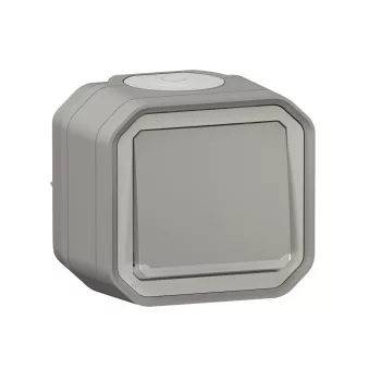   Legrand Plexo 55 069713L vízmentes IP55 váltókapcsoló (106), szürke burkolattal, kerettel, jelzőfénnyel , falon kívüli ( összeszerelt ), 10A 250V, Legrand 069713L