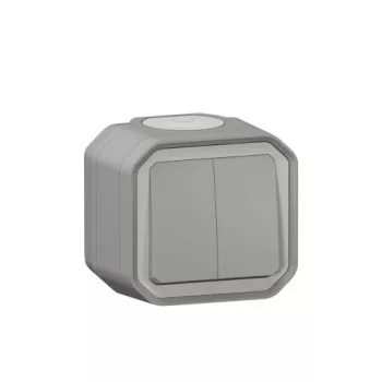   Legrand Plexo 55 069714L vízmentes IP55 csillárkapcsoló (105), szürke burkolattal, kerettel, falon kívüli ( összeszerelt ), 10A 250V, Legrand 069714L