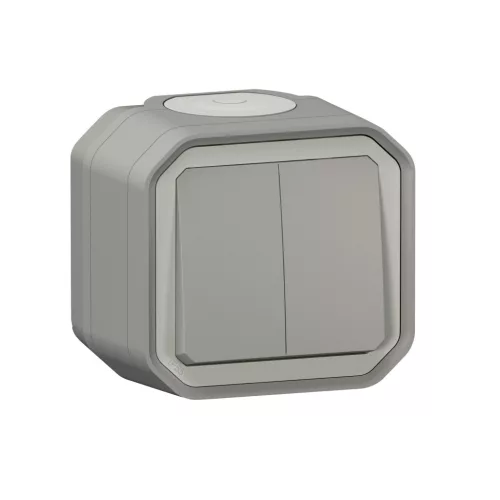 Legrand Plexo 55 069715L dupla váltókapcsoló (106+6), 10 A, IP55, szürke