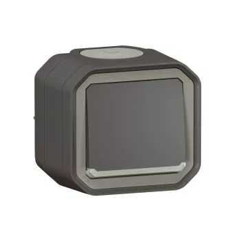   Legrand Plexo 55 069721L vízmentes IP55 váltókapcsoló (106), antracit burkolattal, kerettel, ellenőrzőfénnyel, falon kívüli ( összeszerelt ), 10A 250V, Legrand 069721L