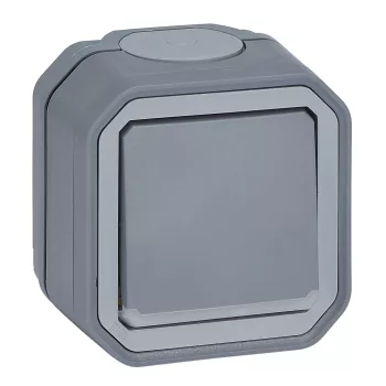 Legrand Plexo 55 069726L kétpólusú kapcsoló (102), 10 A, IP55, szürke, falon kívüli