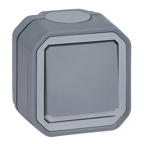 Legrand Plexo 55 069726L kétpólusú kapcsoló (102), 10 A, IP55, szürke, falon kívüli