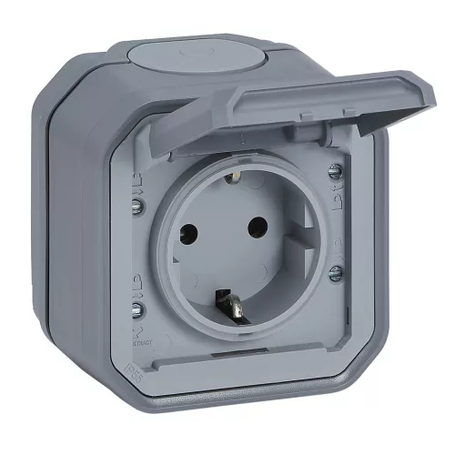 Legrand Plexo 55 069730L dugalj 2P+F csapófedéllel, 16 A, IP55, szürke