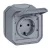 Legrand Plexo 55 069730L vízmentes IP55 csatlakozóaljzat (dugalj) 2P+F csapófedéllel, szürke burkolattal, rugós vezetékbekötéssel, kerettel, csapófedéllel, falon kívüli ( összeszerelt ), 16A 250V, Legrand 069730L