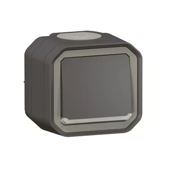   Legrand Plexo 55 069736L vízmentes IP55 váltókapcsoló (106), antracit burkolattal, kerettel, jelzőfénnyel , falon kívüli ( összeszerelt ), 10A 250V, Legrand 069736L