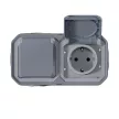 Legrand Plexo 55 069742L kettős dugalj csapófedéllel, 16 A, IP55, szürke