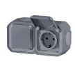 Legrand Plexo 55 069742L kettős dugalj csapófedéllel, 16 A, IP55, szürke