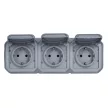 Legrand Plexo 55 069743L vízmentes IP55 csatlakozóaljzat (dugalj) 3X2P+F csapófedéllel, vízszintes, szürke burkolattal, kerettel, csapófedéllel, falon kívüli ( összeszerelt ), 16A 250V, Legrand 069743L