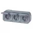 Legrand Plexo 55 069743L vízmentes IP55 csatlakozóaljzat (dugalj) 3X2P+F csapófedéllel, vízszintes, szürke burkolattal, kerettel, csapófedéllel, falon kívüli ( összeszerelt ), 16A 250V, Legrand 069743L