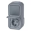 Legrand Plexo 55 069746L vízmentes IP55 váltókapcsoló (106), szürke burkolattal, kerettel, csapófedéllel, falon kívüli ( összeszerelt ), 10A 250V, Legrand 069746L