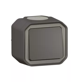   Legrand Plexo 55 069761L vízmentes IP55 váltókapcsoló (106), antracit burkolattal, kerettel, falon kívüli ( összeszerelt ), 10A 250V, Legrand 069761L