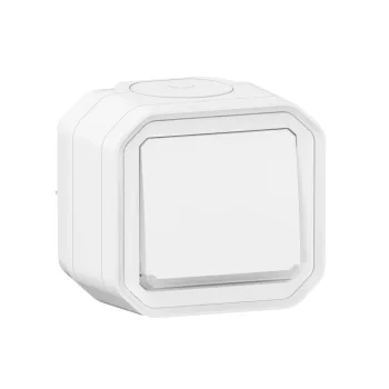   Legrand Plexo 55 069762L vízmentes IP55 egypólusú nyomó (N101), fehér burkolattal, kerettel, jelzőfénnyel , falon kívüli ( összeszerelt ), 10A 250V, Legrand 069762L