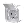 Legrand Plexo 55 069771L vízmentes IP55 csatlakozóaljzat (dugalj) 2P+F csapófedéllel, fehér burkolattal, csavaros vezetékbekötéssel, kerettel, csapófedéllel, falon kívüli ( összeszerelt ), 16A 250V, Legrand 069771L