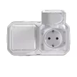 Legrand Plexo 55 069772L vízmentes IP55 csatlakozóaljzat (dugalj) 2X2P+F csapófedéllel, vízszintes , fehér burkolattal, kerettel, csapófedéllel, falon kívüli ( összeszerelt ), 16A 250V, Legrand 069772L