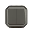 Legrand Plexo 55 069775L vízmentes IP55 dupla váltóérintkezős kapcsoló (106+6), antracit burkolattal, kerettel, falon kívüli ( összeszerelt ), 10A 250V, Legrand 069775L