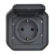 Legrand Plexo 55 069783L vízmentes IP55 csatlakozóaljzat (dugalj) 2P+F csapófedéllel, antracit burkolattal, csavaros vezetékbekötéssel, kerettel, csapófedéllel, falon kívüli ( összeszerelt ), 16A 250V, Legrand 069783L