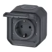 Legrand Plexo 55 069783L vízmentes IP55 csatlakozóaljzat (dugalj) 2P+F csapófedéllel, antracit burkolattal, csavaros vezetékbekötéssel, kerettel, csapófedéllel, falon kívüli ( összeszerelt ), 16A 250V, Legrand 069783L